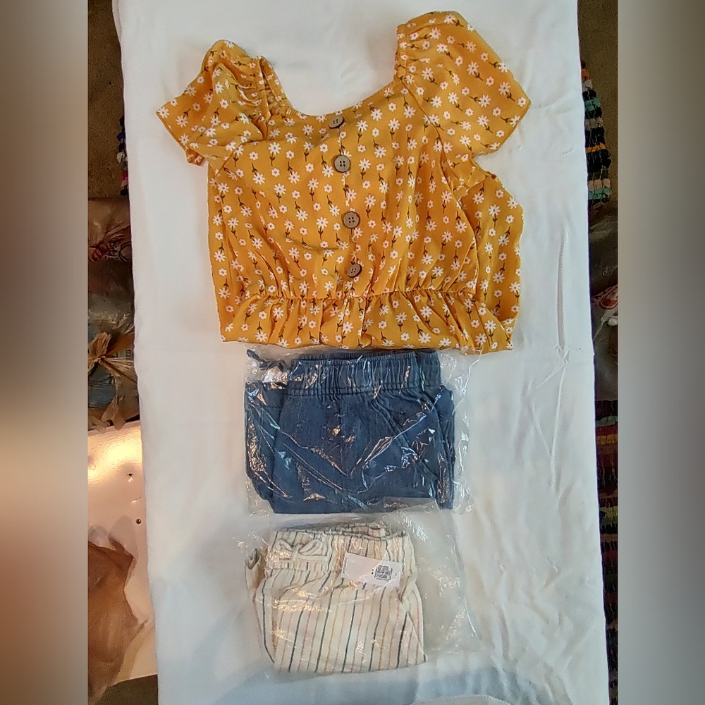 Old Navy & Lily Bleu Girls Nwt Bundle Of Romper And Two Shorts Sz 8